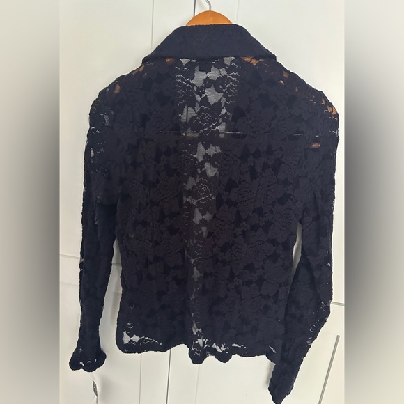 INC Navy Night Fall blazer lace top size small NWT - Picture 2 of 3